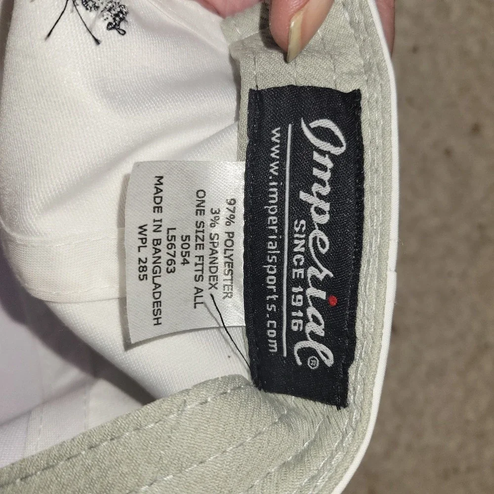 Imperial White Snapback Hat Embroidered Logo Cap Cord Trim Adjustable CB...‎